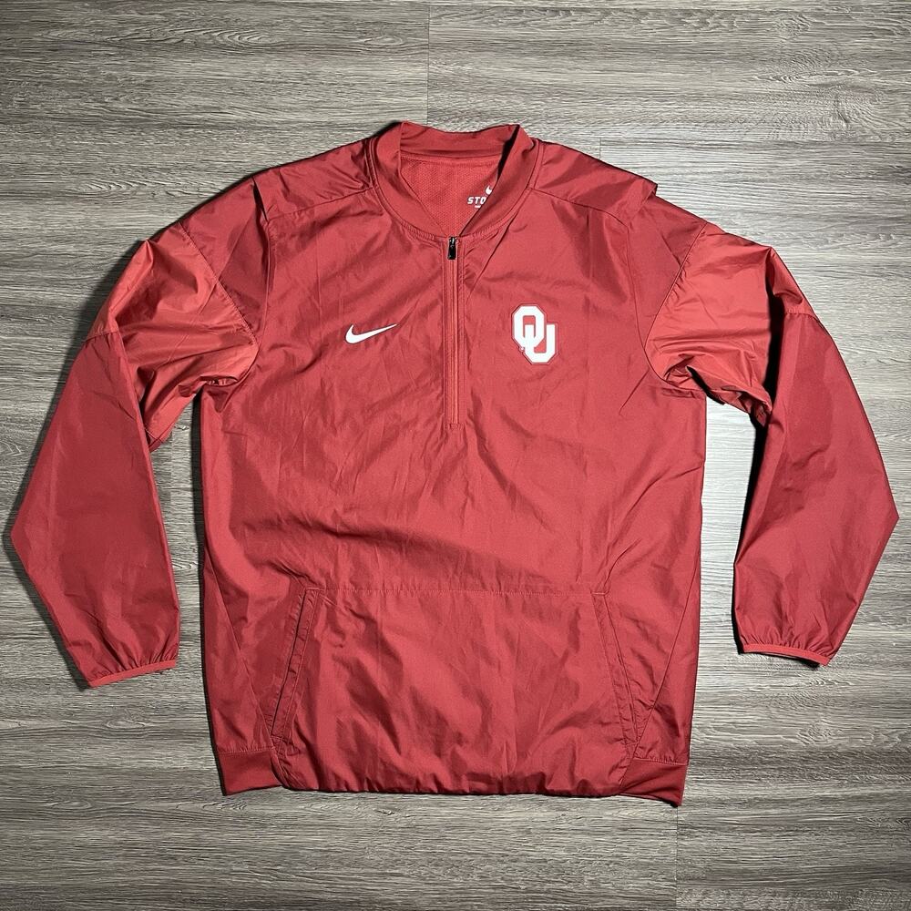 Nike Oklahoma Sooners Storm-FIT 1/4 Zip Ripstop Pullover Men's L Crimson Vented